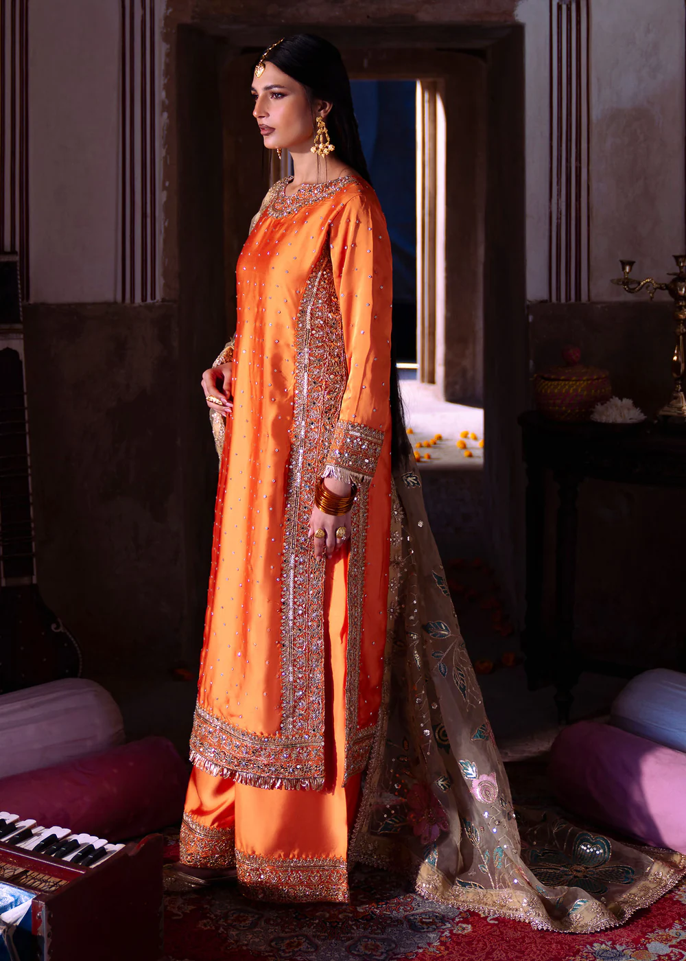 Burnt Orange Charmuse 3PC Formal Wedding Guest Set - Image 9