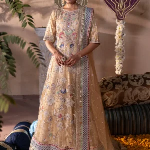 Multi Color 3 Piece Net Festive Party Wear Straight Cut Maxi Dress – Top, Bottom & Dupatta (Product ID: MIS0850)