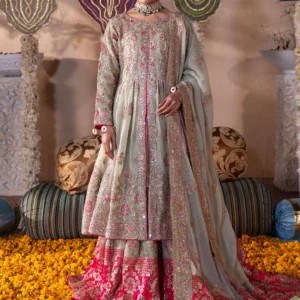 Pistachio Green Chiffon Flared Lehenga 3PC Set