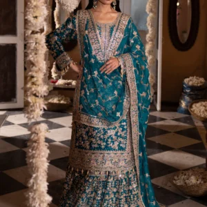 Teal Flared Lehenga 3PC Charmuse Kurti Festive Set