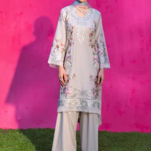 Pastel Grey Lawn Kurta 3PC Floral Summer Set