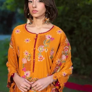 Clay Orange Lawn Kurta 3PC Straight Summer Set