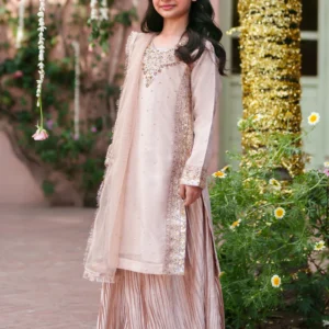 Pastel Pink 3 Piece Silk Lehenga Dress with Net Dupatta – Multi Layered Lehenga Wedding Guest Formal Wear (RFF5206)