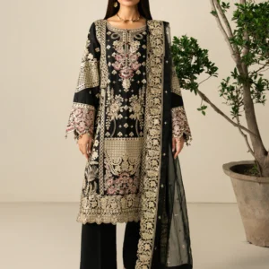 Black Lawn 3 Piece Festive Embroidered Kurta Set