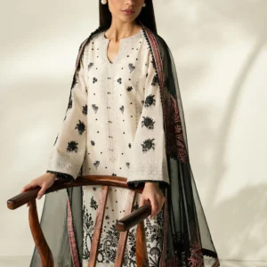 Ivory Lawn 3 Piece Festive Straight Kurta Suit Set