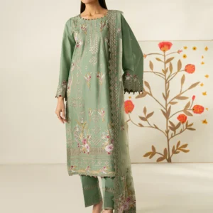 Sage Green Lawn 3 Piece Festive Straight Kurta Set