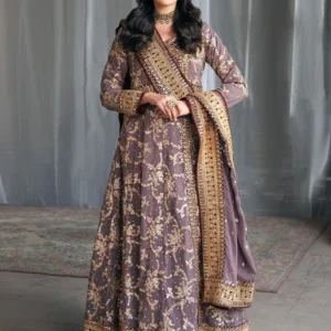 Elegant Mauve Chiffon A-Line Maxi Dress Set
