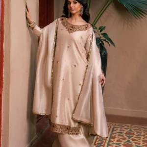 Ivory Chiffon 3PC Formal Straight Kurta Set