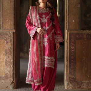 Pink PK Silk Straight Kurta Formal Dress Set