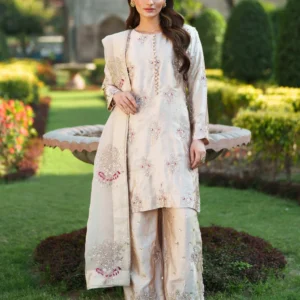Beige Silk Charmeuse Formal Dress with Organza
