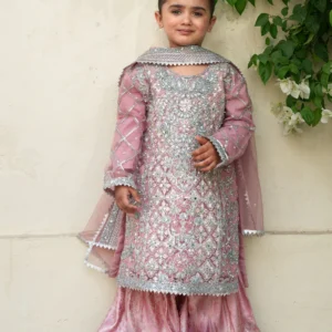 Pink Chiffon Gharara Festive Party Wear Set