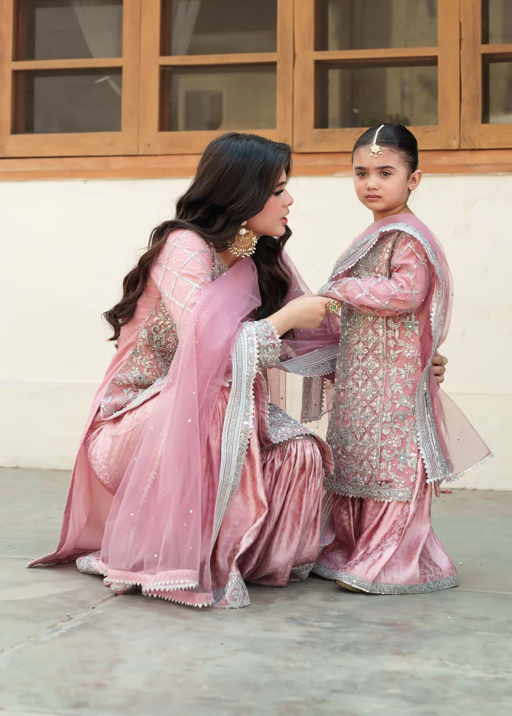 Pink Chiffon Gharara Festive Party Wear Set - Image 7