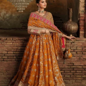 Yellow Orange Chiffon Flared Lehenga Party Wear