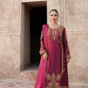 Deep Carmine Silk Festive Kurta Dupatta Set