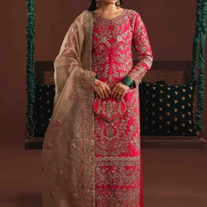 Gulabo Hot Pink Chiffon Formal 4Pc Suit Set