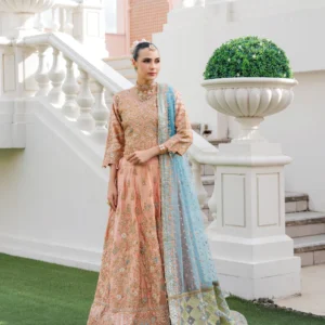 Peach Pink Floral Lehenga Wedding Formal Set