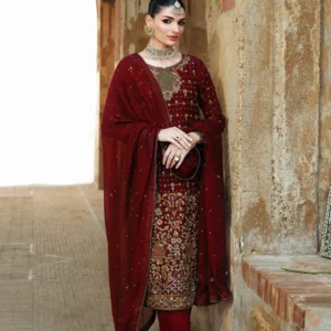 Seraph Maroon Chiffon Embroidered Festive Suit