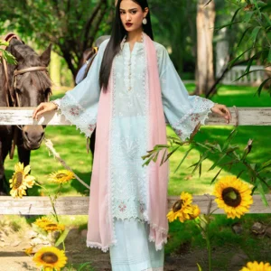 Ice Blue Lawn Festive Kurta Dupatta Set