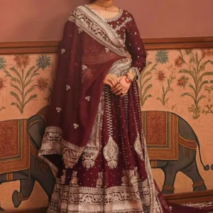 Mahnoor Maroon Bridal Lehenga Choli Set