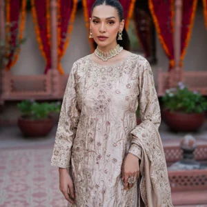 Beige Charmuse Tilla Embroidered Formal Suit
