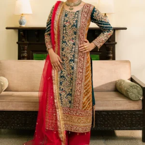 Multi Color Chiffon Long Kurta 3PC Formal Set