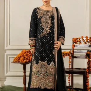 Black Chiffon Long Kurta Festive Party Suit