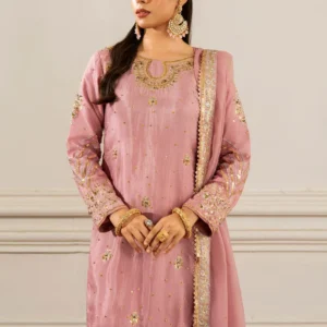 Mauve Pink Chiffon Flared Gharara Dress Set