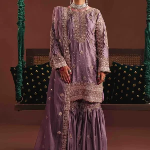 Lavender Silk Gharara Formal 3Pc Wedding Dress