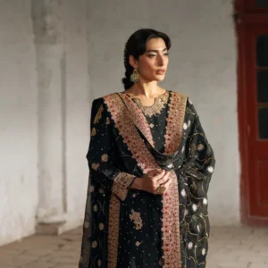 Black Chiffon Straight Cut Kurta Formal Dress