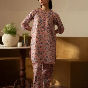 Pink Lawn Silk 2 Piece Lace Detail Shalwar Suit