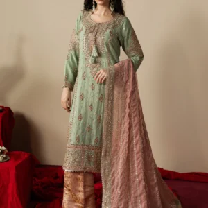 Mint Green Embroidered Palazzo Formal Dress