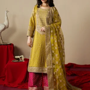 Mustard Embroidered Palazzo Formal Dress Set