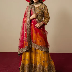 Mustard Embroidered Choli Lehenga Formal Dress
