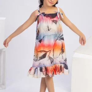 Cotton Silk Ethnic Print 2 Piece Bow Detail Suit Set
