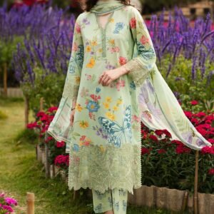 Embroidered Lawn 3 Piece Suit for Women Elegant Wear