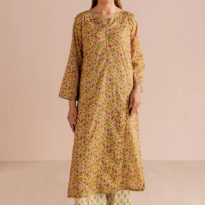 Printed Lawn 2Pc Dress with Long Shirt Culotte Set