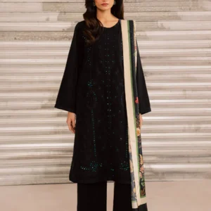 Black Silk Embroidered 3 Piece Luxury Formal Suit