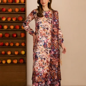 Antique Silk Printed 3 Piece Formal Dress Set