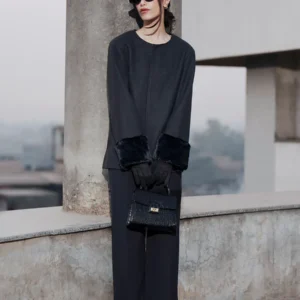 Black Wool Tailored Coat Women Winter Elegant Wear