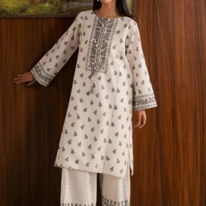 White Black Printed 2 Piece Shalwar Suit for Women