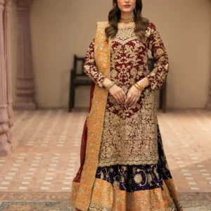 Maroon Embroidered Lehenga Dress for Women Party Wear