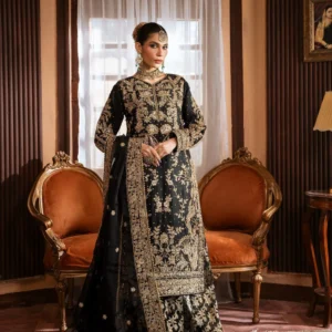 Jet Black Circular Lehenga Dress for Women