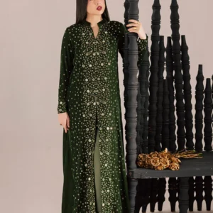 Emerald Velvet Embroidered 2 Piece Formal Dress Set