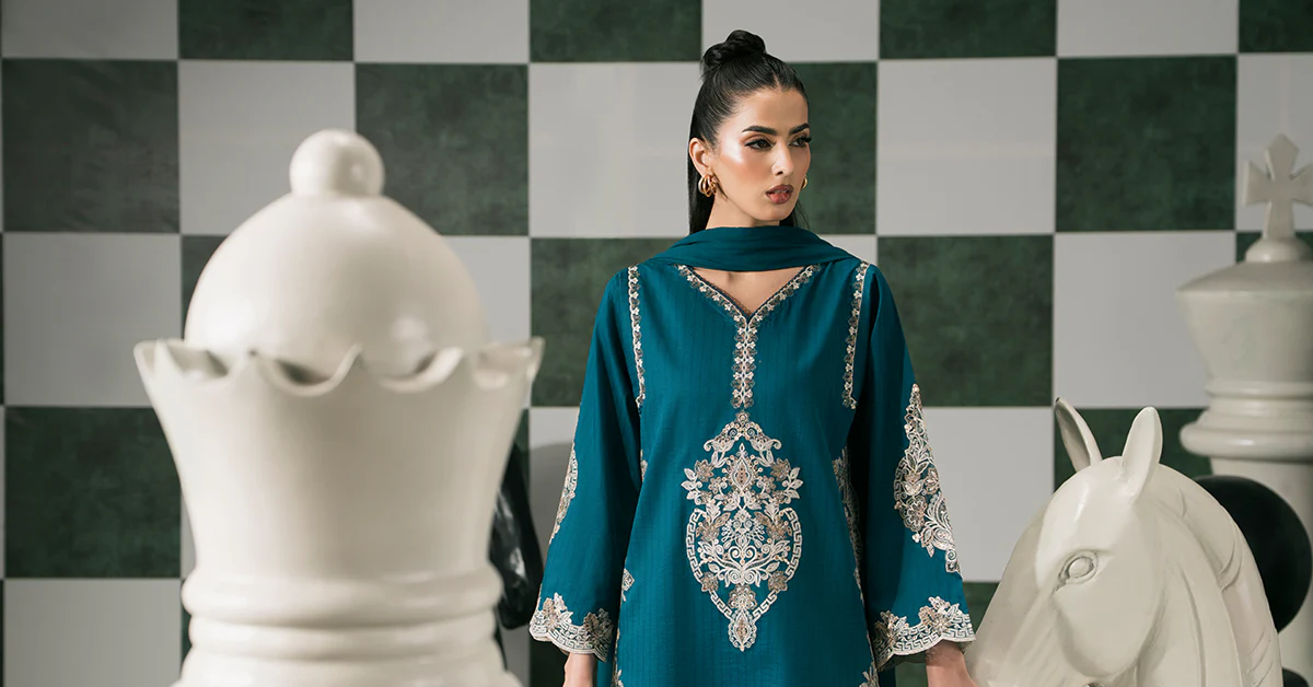 3 Piece Embroidered Dobby Lawn Suit Elegant Wear - Image 2