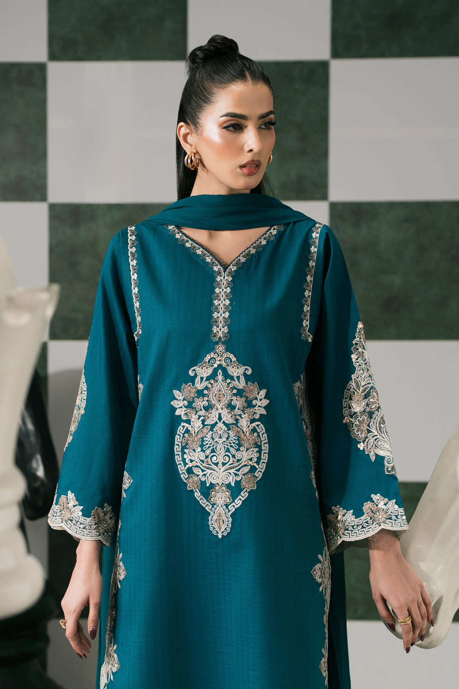 3 Piece Embroidered Dobby Lawn Suit Elegant Wear - Image 7