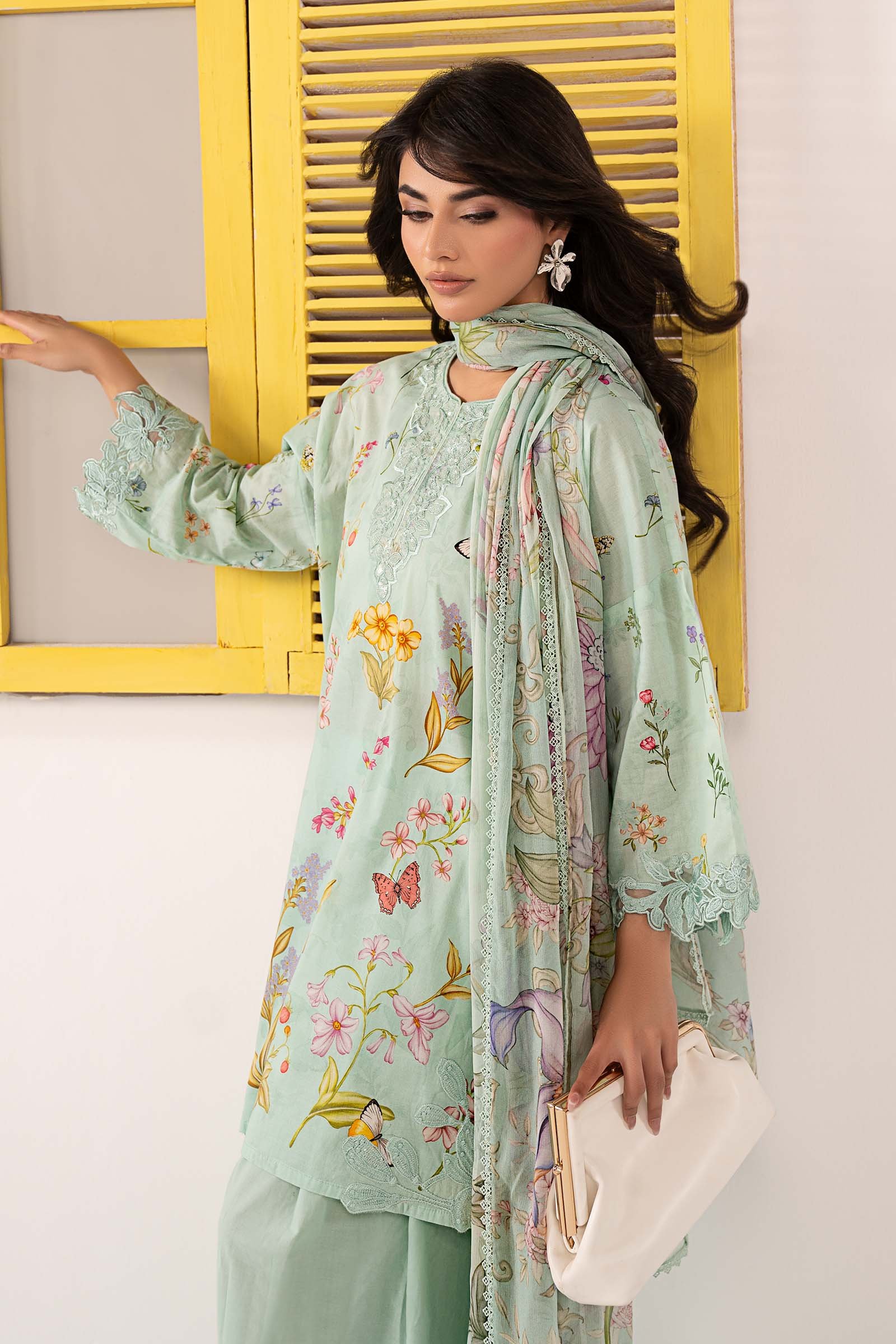 3 Piece Embroidered Lawn Suit Elegant Ethnic Wear - Image 7