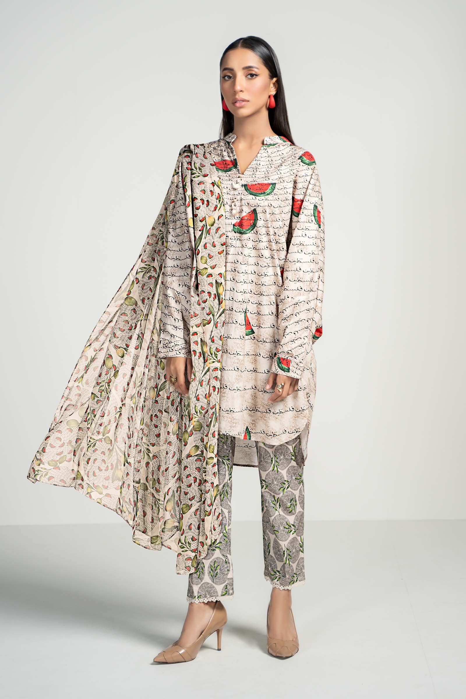 3 Piece Printed Lawn Suit Stylish Casual Ethnic Wear