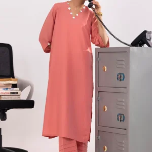 Peach Linen Basic Women's Traditional Dress Set