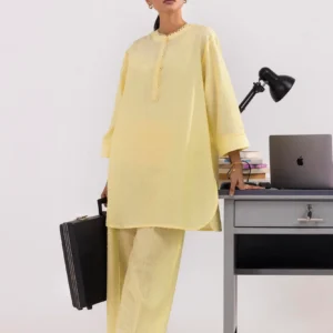 Yellow Linen Loose Style Women's Traditional Dress