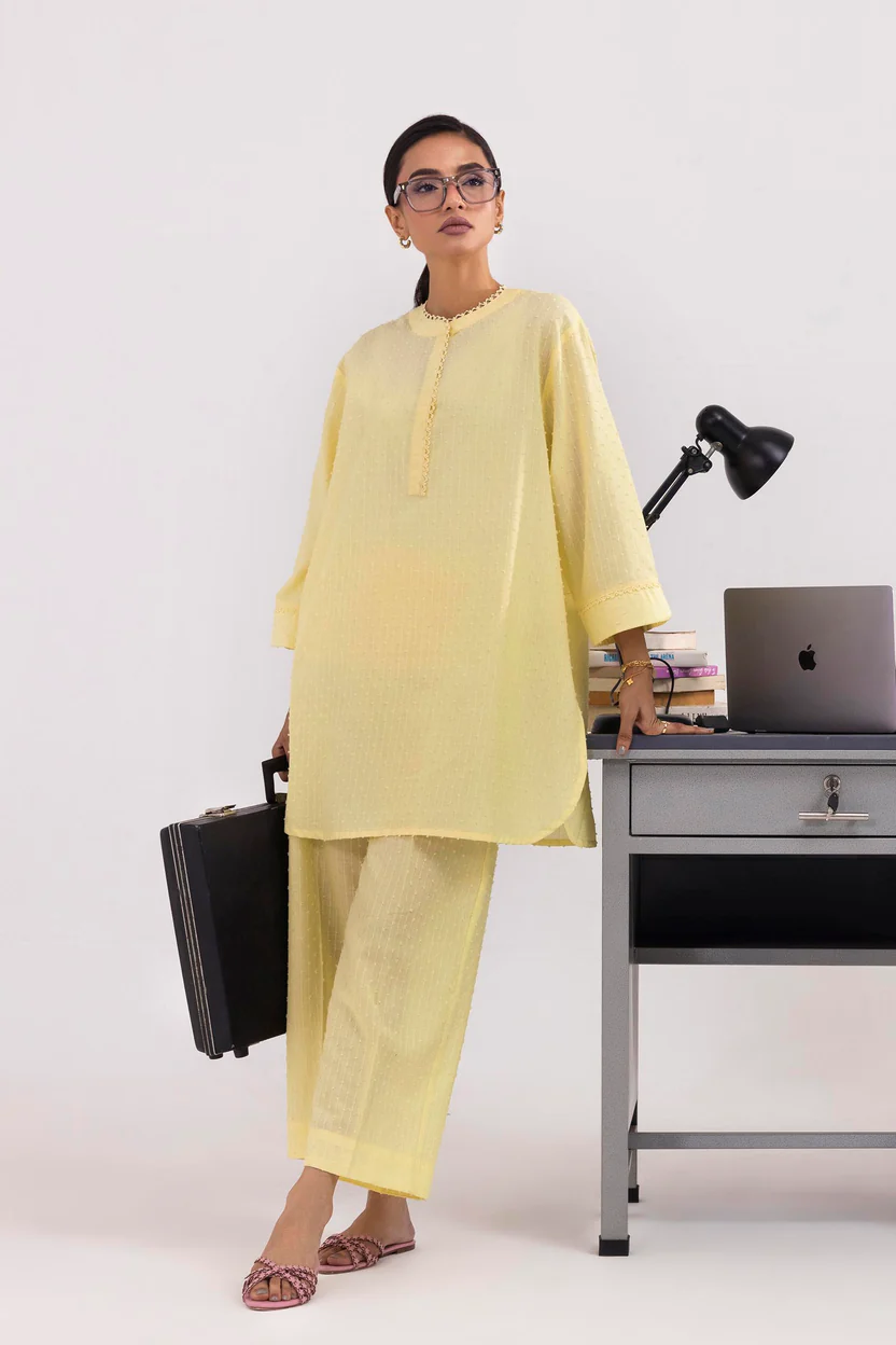 Yellow Linen Loose Style Women's Traditional Dress